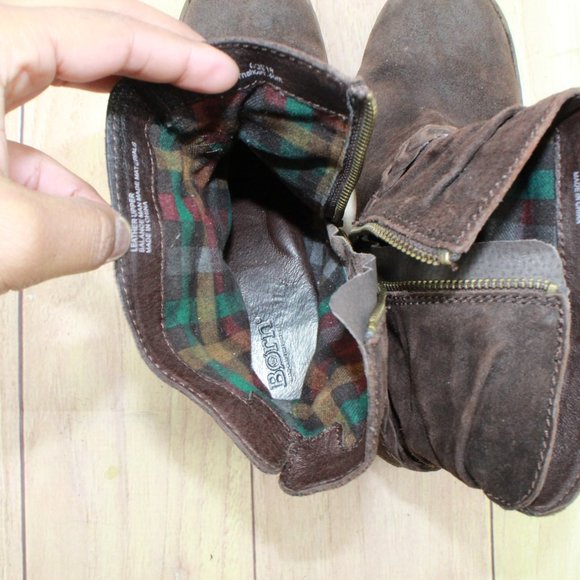 Born Abernath Brown Suede Side Zipper Fashion Ankle Boots Size 8 Medium - Picture 7 of 9